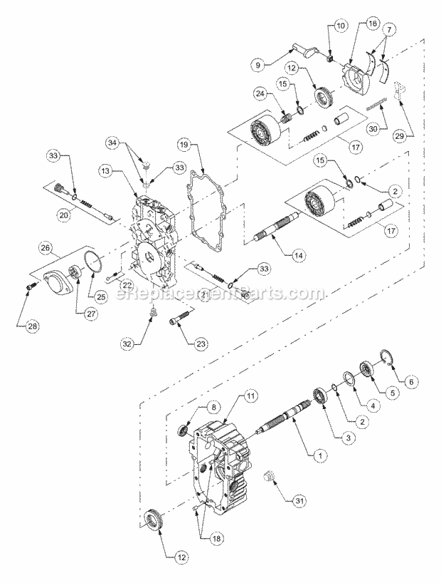 Hydrostatic Pump (Pn 618-3233) Diagram and Parts List for 2166 13A-214G100, 13A-254G100 Cub Cadet Lawn Tractor